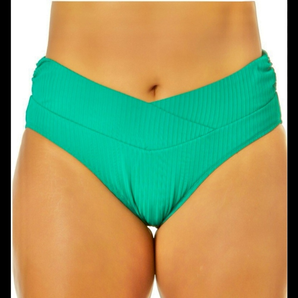 NWT Crisscross Waist Green Women's Swim Bottom